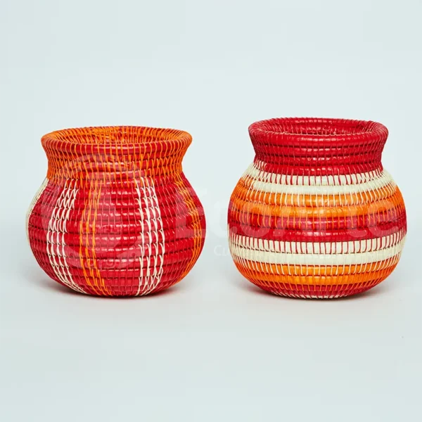 Set jarrones naranja boca alta